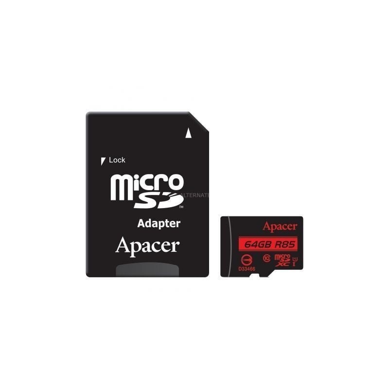 Tarjeta de Memoria Apacer 64GB XC UHS 1 con Adaptador/ Clase 10/ 85MBs