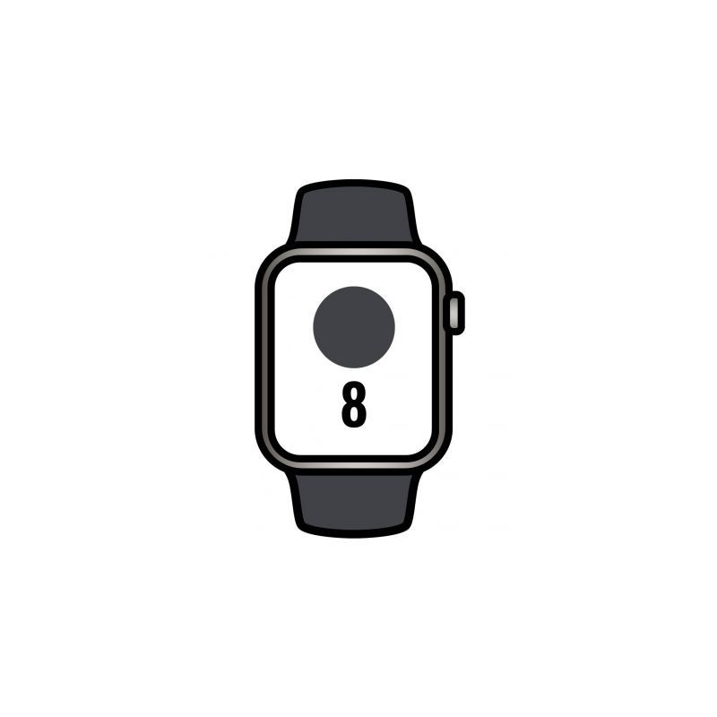 Apple Watch Series 8/ GPS/ Cellular/ 41mm/ Caja de Acero Inoxidable Grafito/ Correa Deportiva Medianoche