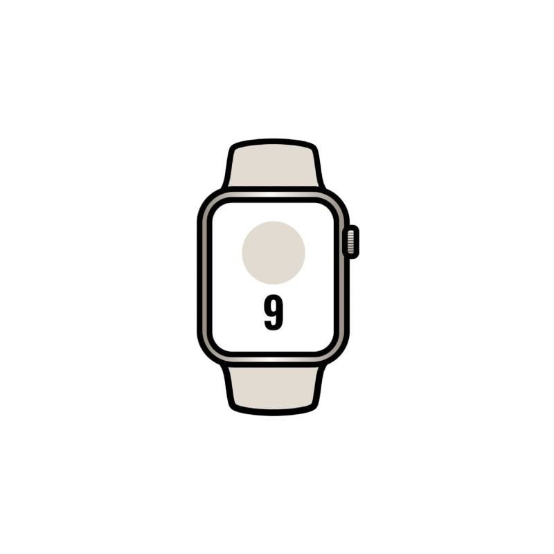 Apple Watch Series 9/ GPS/ 41mm/ Caja de Aluminio Blanco Estrella/ Correa Deportiva Blanco Estrella S/M