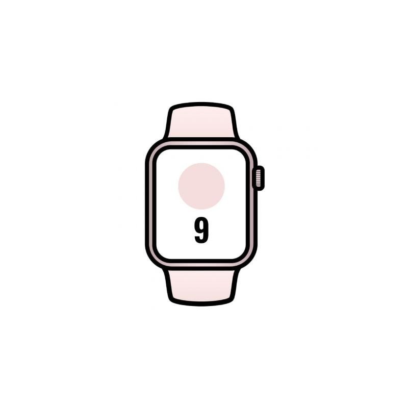 Apple Watch Series 9/ GPS/ 41mm/ Caja de Aluminio Rosa/ Correa Deportiva Rosa Claro M/L