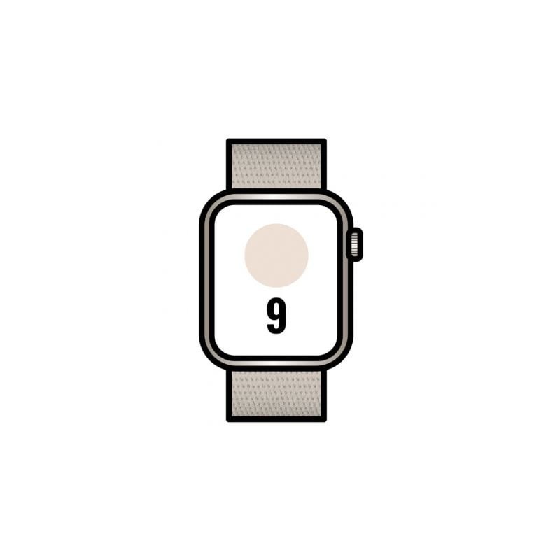 Apple Watch Series 9/ GPS/ 45mm/ Caja de Aluminio Blanco Estrella/ Correa Deportiva Loop Blanco Estrella