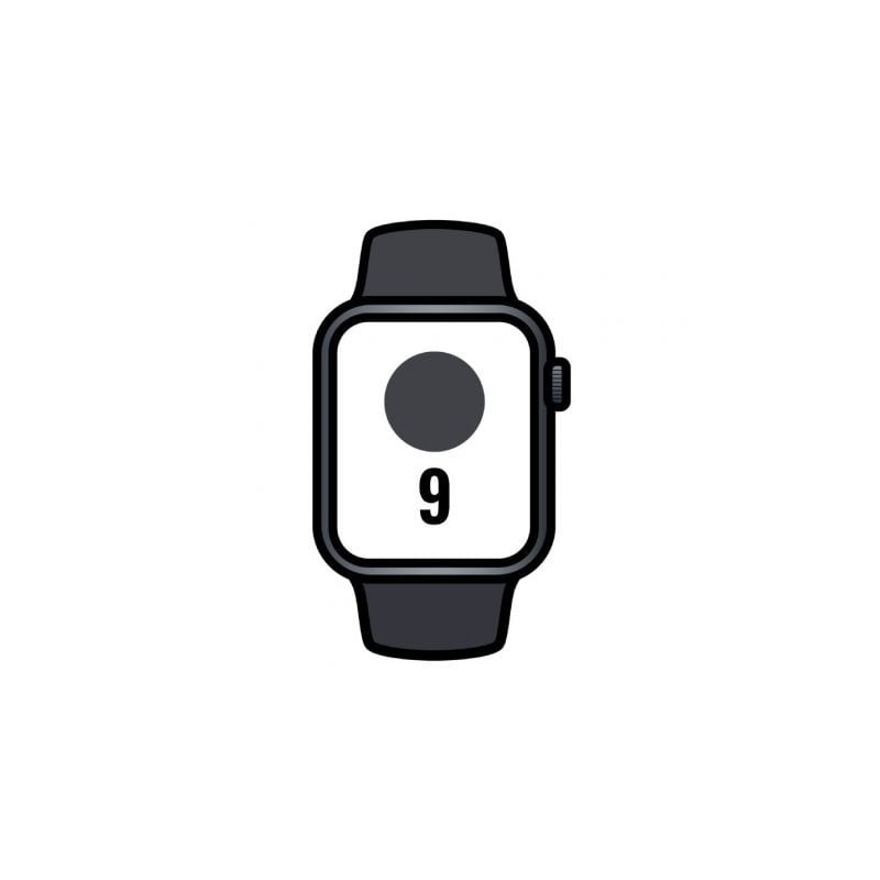 Apple Watch Series 9/ GPS/ 45mm/ Caja de Aluminio Medianoche/ Correa Deportiva Medianoche S/M