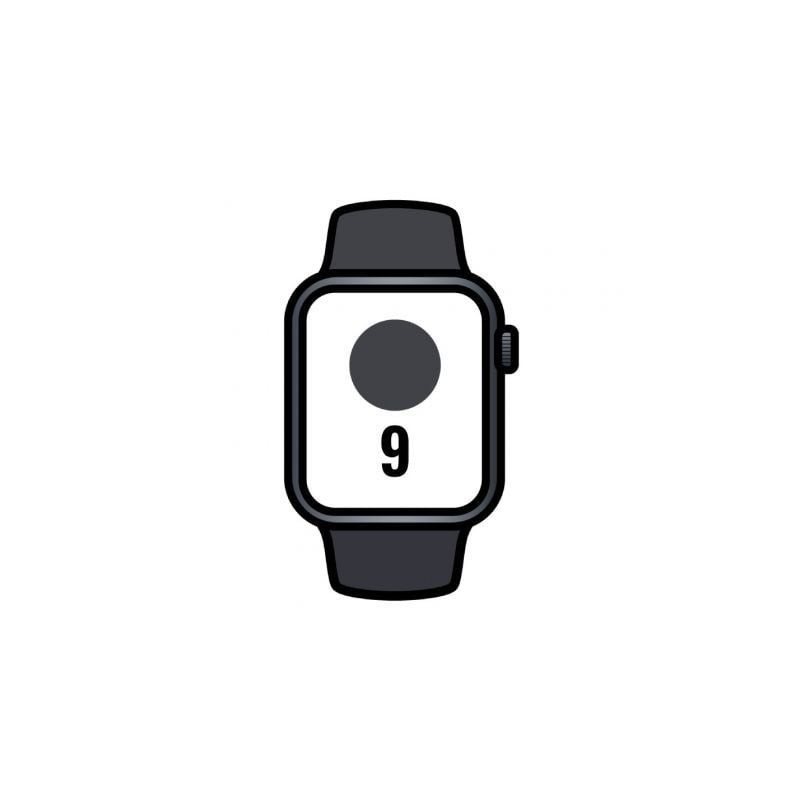 Apple Watch Series 9/ GPS/ 45mm/ Caja de Aluminio Medianoche/ Correa Deportiva Medianoche M/L