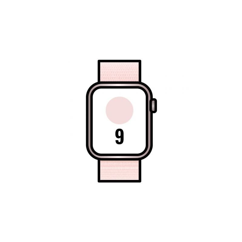 Apple Watch Series 9/ GPS/ Cellular/ 41mm/ Caja de Aluminio Rosa/ Correa Deportiva Loop Rosa Claro