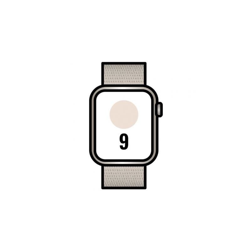 Apple Watch Series 9/ GPS/ Cellular/ 45mm/ Caja de Aluminio Blanco Estrella/ Correa Deportiva Loop Blanco Estrella