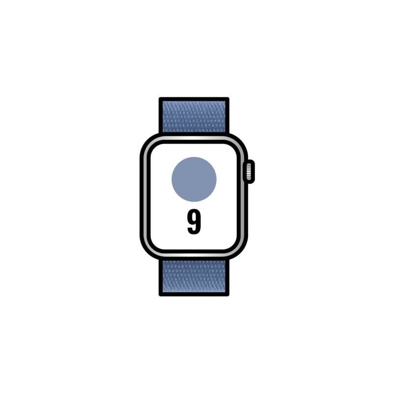 Apple Watch Series 9/ GPS/ 45mm/ Cellular/ Caja de Aluminio Plata/ Correa Deportiva Loop Azul Invierno