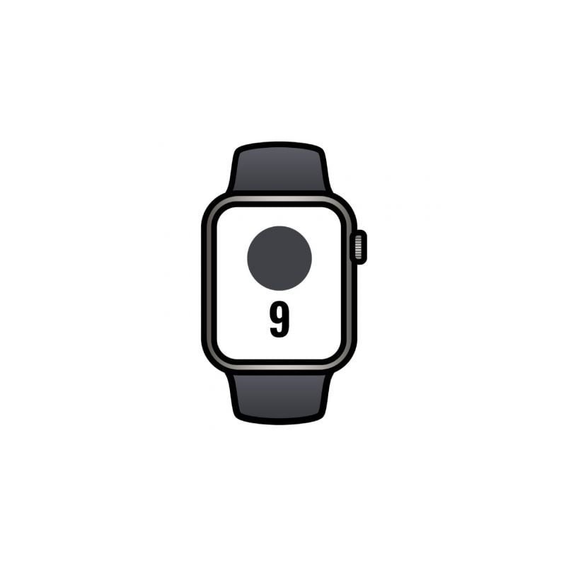 Apple Watch Series 9/ GPS/ Cellular/ 45mm/ Caja de Acero Grafito/ Correa deportiva Medianoche S/M