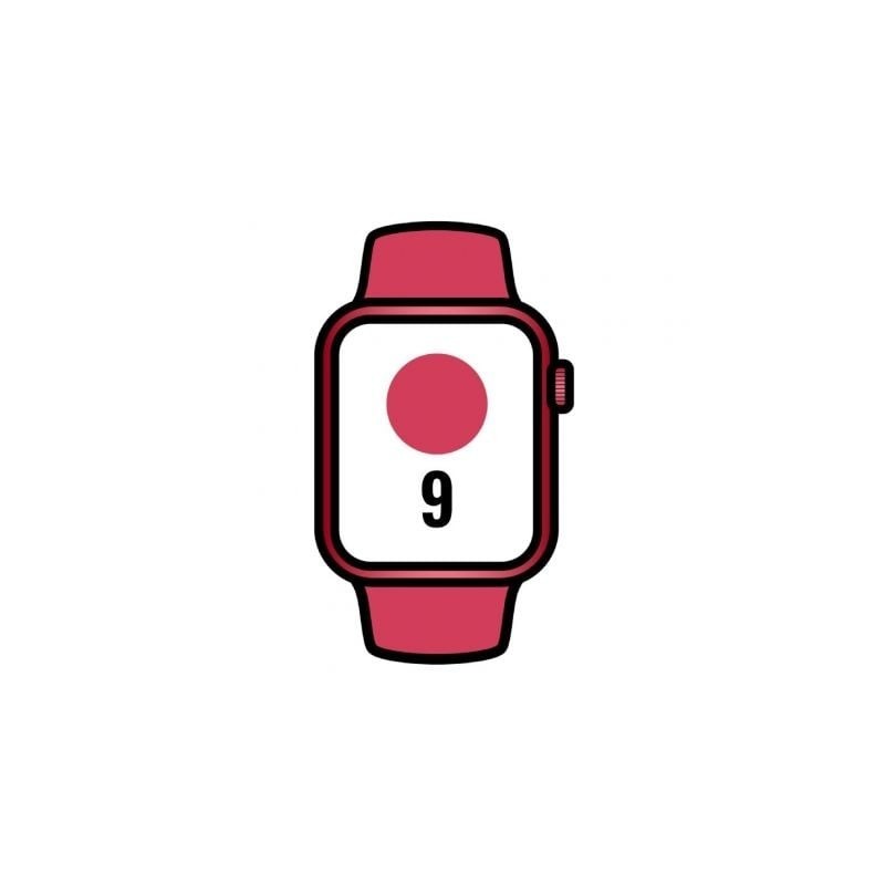 Apple Watch Series 9/ GPS/ 41mm/ Caja de Aluminio Rojo/ Correa Deportiva Rojo S/M