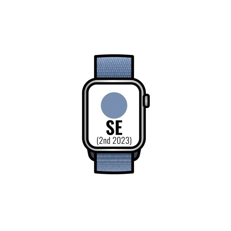 Apple Watch SE 2 Gen 2023/ GPS/ 40mm/ Caja de Aluminio Plata/ Correa Deportiva Loop Azul Invierno