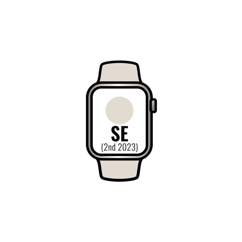 Apple Watch SE 2 Gen 2023/ GPS/ 44mm/ Caja de Aluminio Blanco Estrella/ Correa Deportiva Blanco Estrella M/L