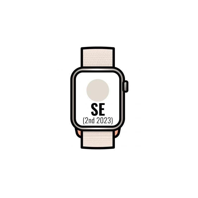 Apple Watch SE 2 Gen 2023/ GPS/ 44mm/ Caja de Aluminio Blanco Estrella/ Correa Deportiva Loop Blanco Estrella