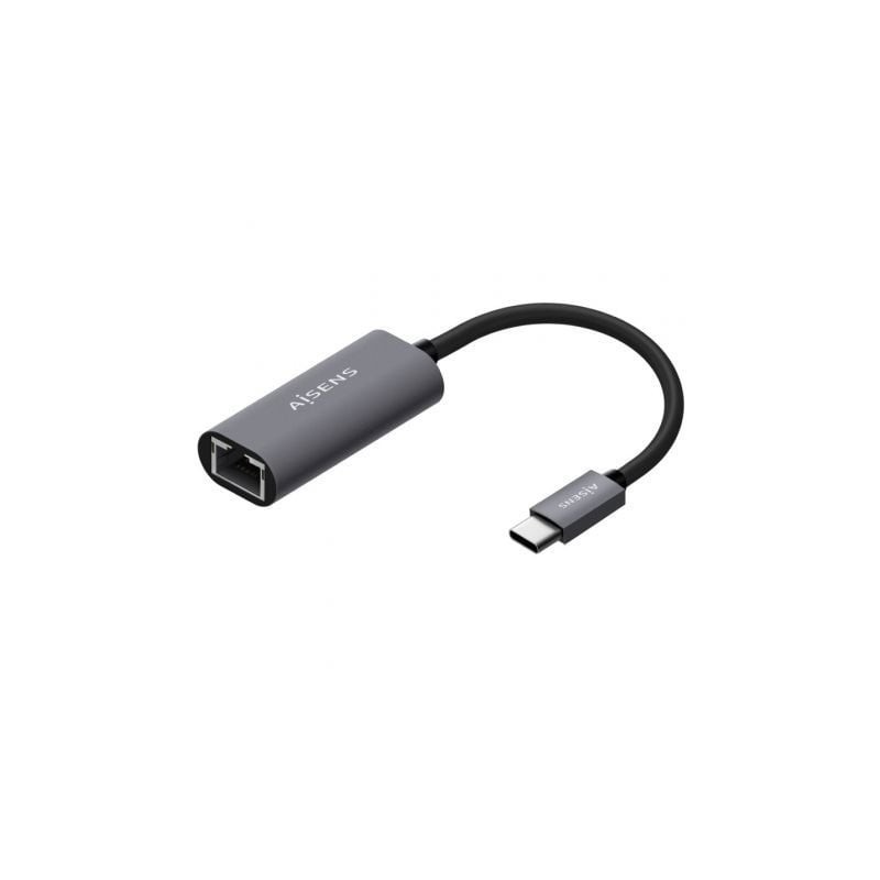 Adaptador USB Tipo-C Aisens A109-0709/ USB Tipo-C Macho - RJ45 Hembra/ 1000Mbps/ 15cm/ Gris