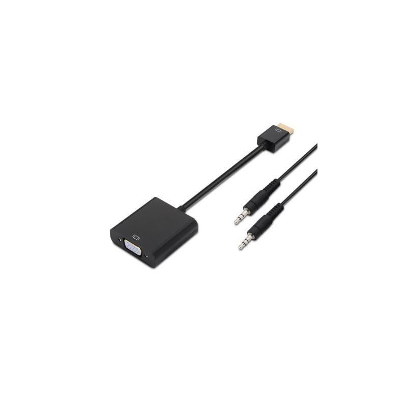 Conversor Aisens A122-0126/ HDMI Macho - VGA Hembra/ Jack 3.5 Hembra/ 10cm/ Negro