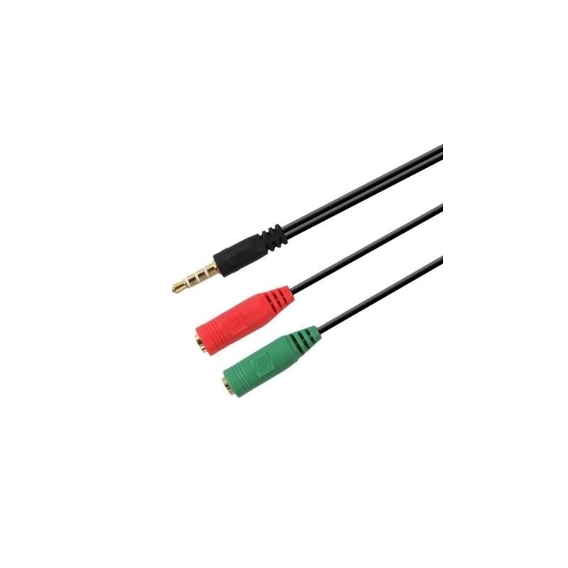 Adaptador Aisens A128-0354/ Jack 3.5 Macho - 2x Jack 3.5 Hembra/ 20cm/ Negro