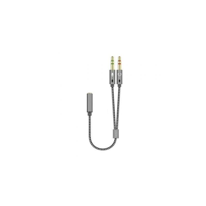 Adaptador Aisens A128-0417/ Jack 3.5 Hembra - 2x Jack 3.5 Macho/ 25cm/ Gris