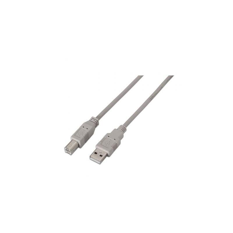 Cable USB 2.0 Impresora Aisens A101-0001/ USB Tipo-B Macho - USB Macho/ 1m/ Beige