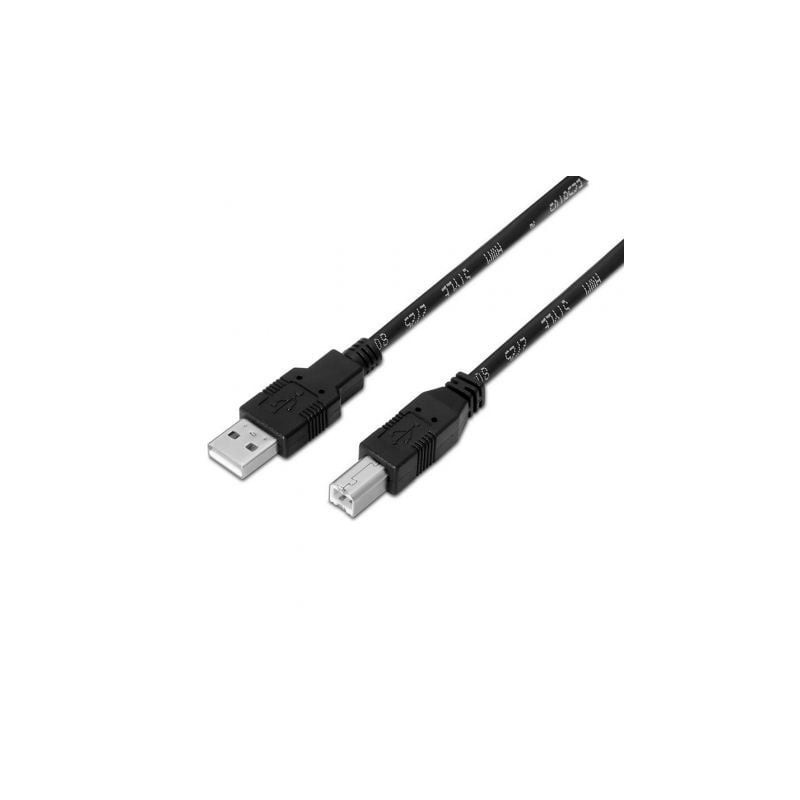 Cable USB 2.0 Impresora Aisens A101-0007/ USB Tipo-B Macho - USB Macho/ 3m/ Negro