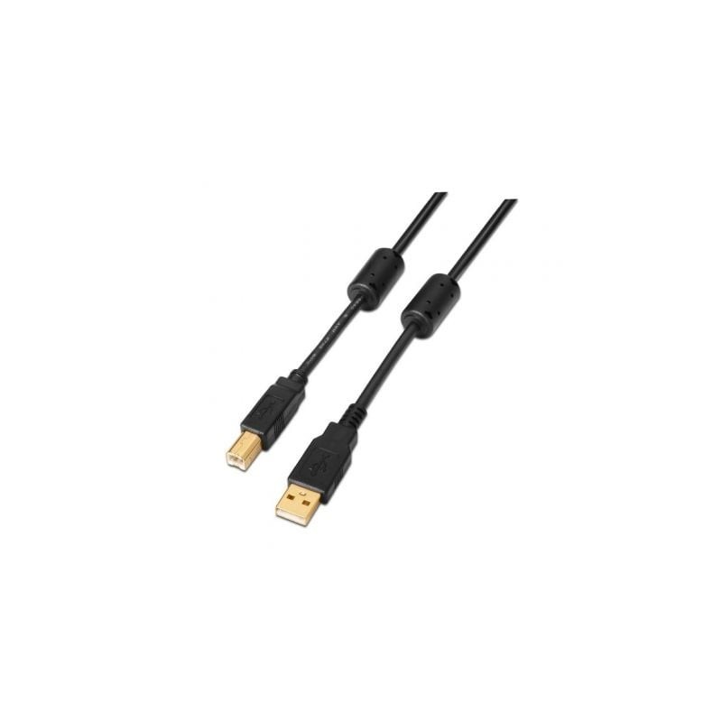 Cable USB 2.0 Impresora Aisens A101-0009/ USB Tipo-B Macho - USB Macho/ 2m/ Negro