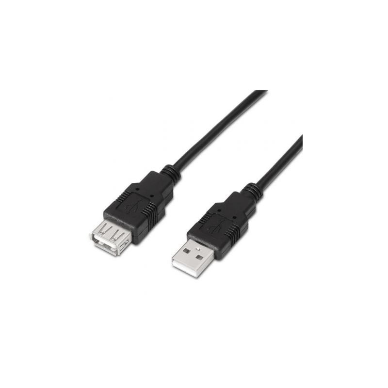 Cable Alargador USB 2.0 Aisens A101-0016/ USB Macho - USB Hembra/ 1.8m/ Negro