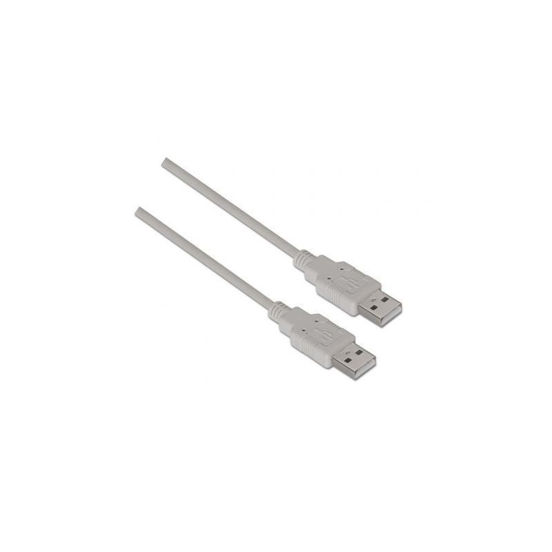Cable USB 2.0 Aisens A101-0022/ USB Macho - USB Macho/ 2m/ Beige