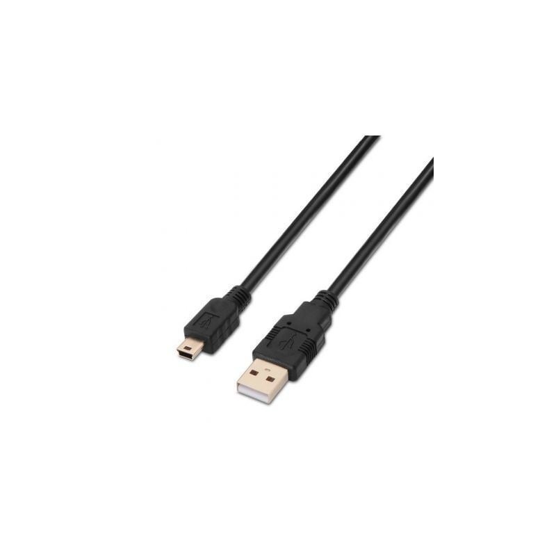 Cable USB 2.0 Aisens A101-0024/ USB Macho - USB Mini Macho/ 1m/ Negro