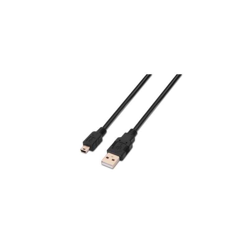 Cable USB 2.0 Aisens A101-0025/ USB Macho - USB Mini/ 1.8m/ Negro
