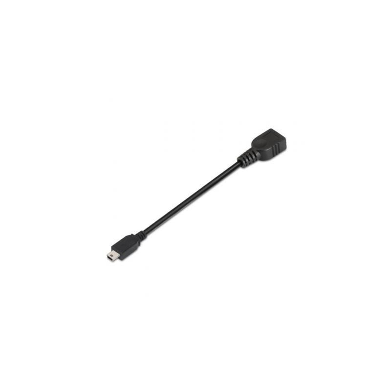 Cable USB 2.0 Aisens A101-0033/ MiniUSB Macho - USB Hembra/ 15cm/ Negro