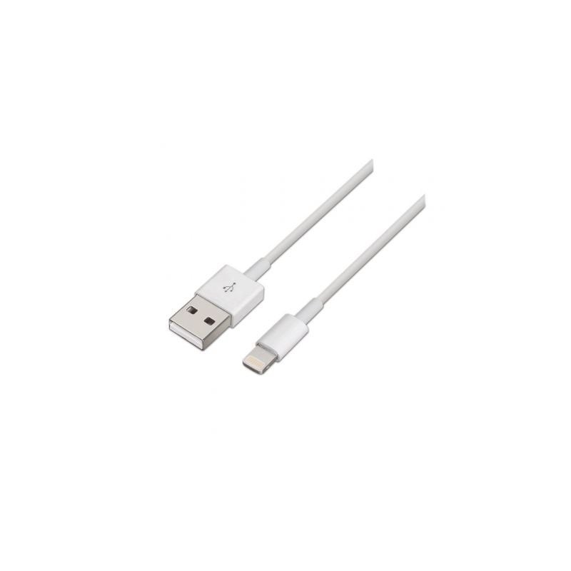 Cable Lightning Aisens A102-0036/ USB Macho - Lightning Macho/ 2m/ Blanco