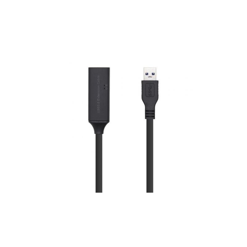 Cable Alargador USB 3.0 con Amplificador Aisens A105-0408/ USB Macho - USB Hembra/ 10m/ Negro