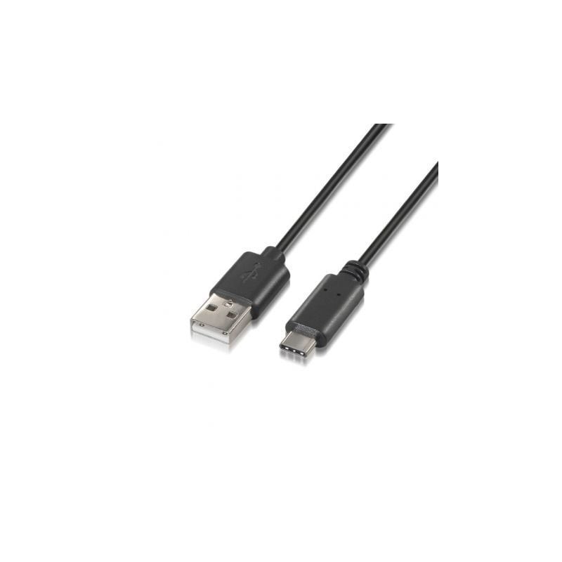 Cable USB 2.0 Tipo-C Aisens A107-0051/ USB Tipo-C Macho - USB Macho/ 1m/ Negro