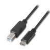 Cable USB 2.0 Impresora Aisens A107-0053/ USB Tipo-C Macho - USB Tipo-B Macho/ 1m/ Negro