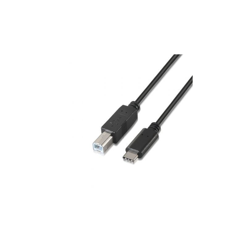 Cable USB 2.0  Impresora Aisens A107-0054/ USB Tipo-C Macho - USB Tipo-B Macho/ 2m/ Negro