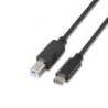 Cable USB 2.0  Impresora Aisens A107-0054/ USB Tipo-C Macho - USB Tipo-B Macho/ 2m/ Negro