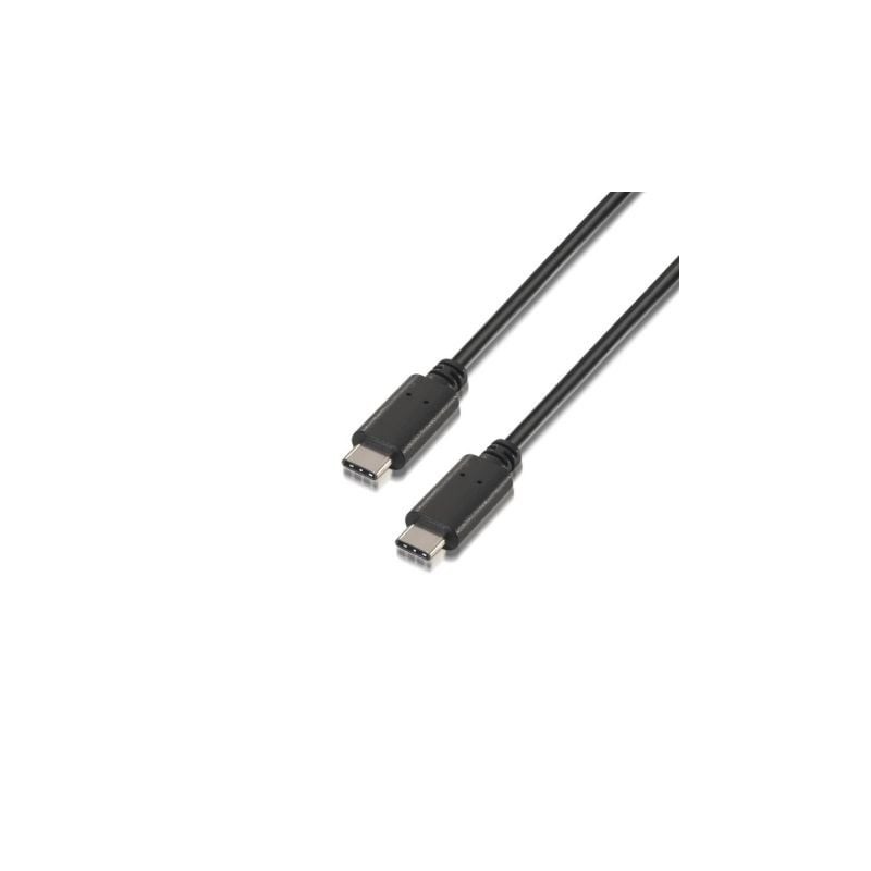Cable USB 2.0 Tipo-C Aisens A107-0056/ USB Tipo-C Macho - USB Tipo-C Macho/ 1m/ Negro