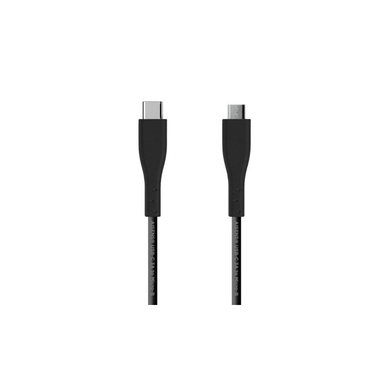 Cable USB 2.0 Aisens A107-0350/ USB Tipo-C Macho - MicroUSB/ 2m/ Negro