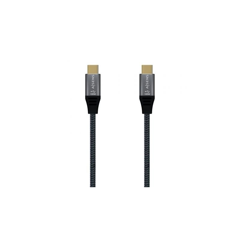 Cable USB 2.0 Tipo-C Aisens A107-0628 5A 100W/ USB Tipo-C Macho - USB Tipo-C Macho/ 1m/ Gris