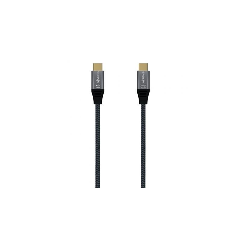 Cable USB 3.1 Tipo-C Aisens A107-0671 20GBPS 100W/ USB Tipo-C Macho - USB Tipo-C Macho/ 1m/ Gris