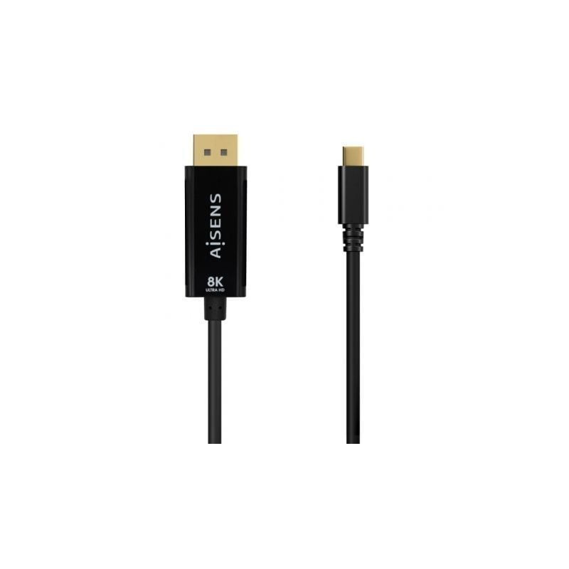 Cable Conversor Aisens A109-0689/ USB Tipo-C Macho - DisplayPort Macho/ 1.8m/ Negro