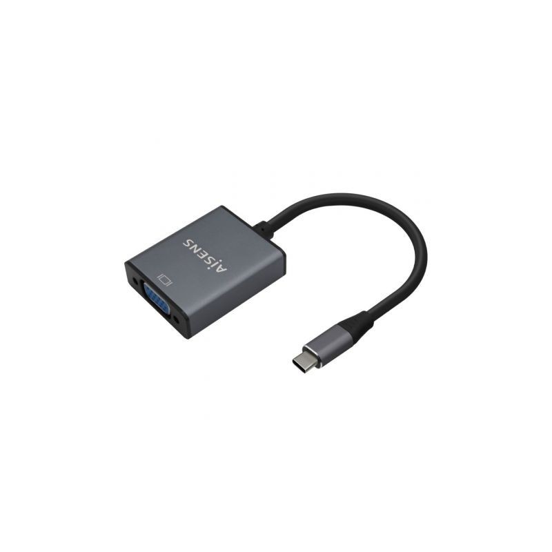 Conversor Aisens A109-0691/ USB Tipo-C Macho - VGA Hembra/ 15cm/ Gris