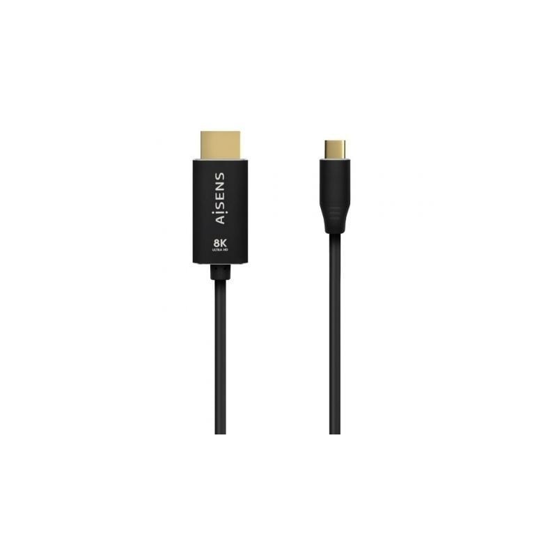 Cable Conversor Aisens A109-0711/ USB Tipo-C Macho/ HDMI 8K Macho/ 1m/ Negro