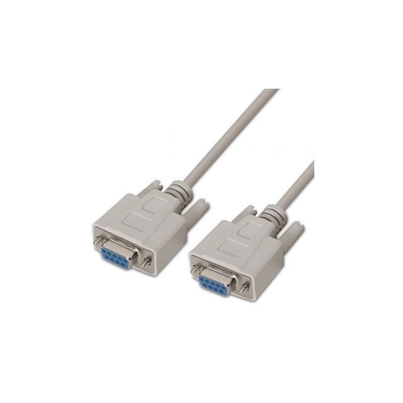 Cable Serie RS232 Aisens A112-0066/ DB9 Hembra - DB9 Hembra/ 1.8m/ Beige