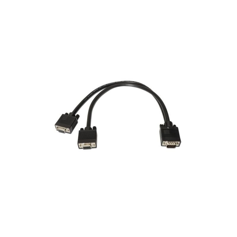 Cable Duplicador SVGA Aisens A113-0081/ VGA Macho - 2x VGA Hembra/ 45cm/ Negro
