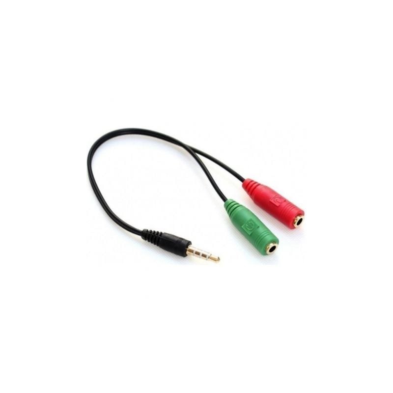 Adaptador Jack 3.5 3GO CA107/ Jack 3.5 Macho - 2x  Jack 3.5 Hembra/ Negro