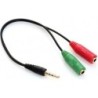 Adaptador Jack 3.5 3GO CA107/ Jack 3.5 Macho - 2x  Jack 3.5 Hembra/ Negro