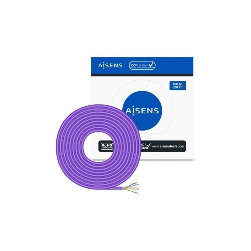 Bobina de Cable RJ45 AWG23 UTP Aisens A135-0747 Cat.6/ LSZH/ 100m/ Violeta
