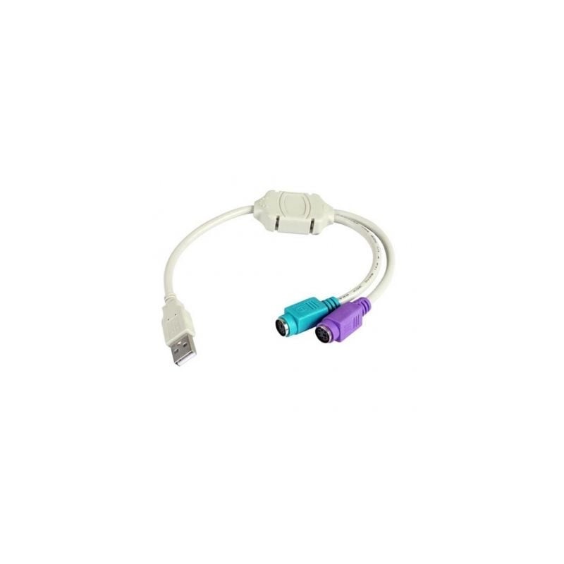 Cable Conversor 3GO C101/ USB Macho - 2x PS2 Macho/ 10cm/ Blanco