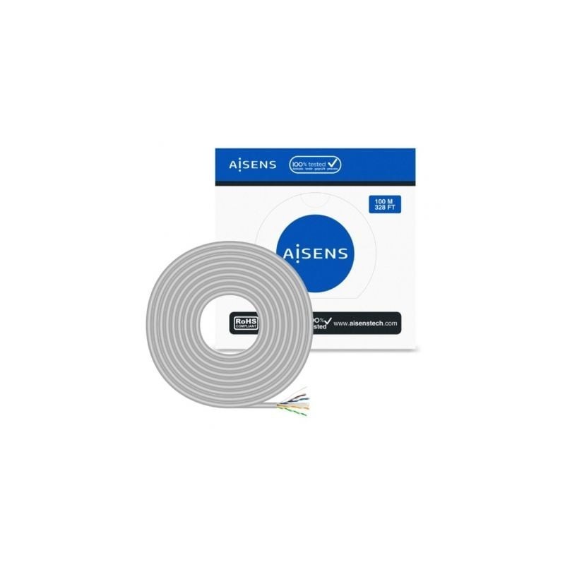 Bobina de Cable RJ45 UTP AWG23 CCA (AleaciÃ³n) Aisens A135-0660 Cat.6/ 100m/ Gris