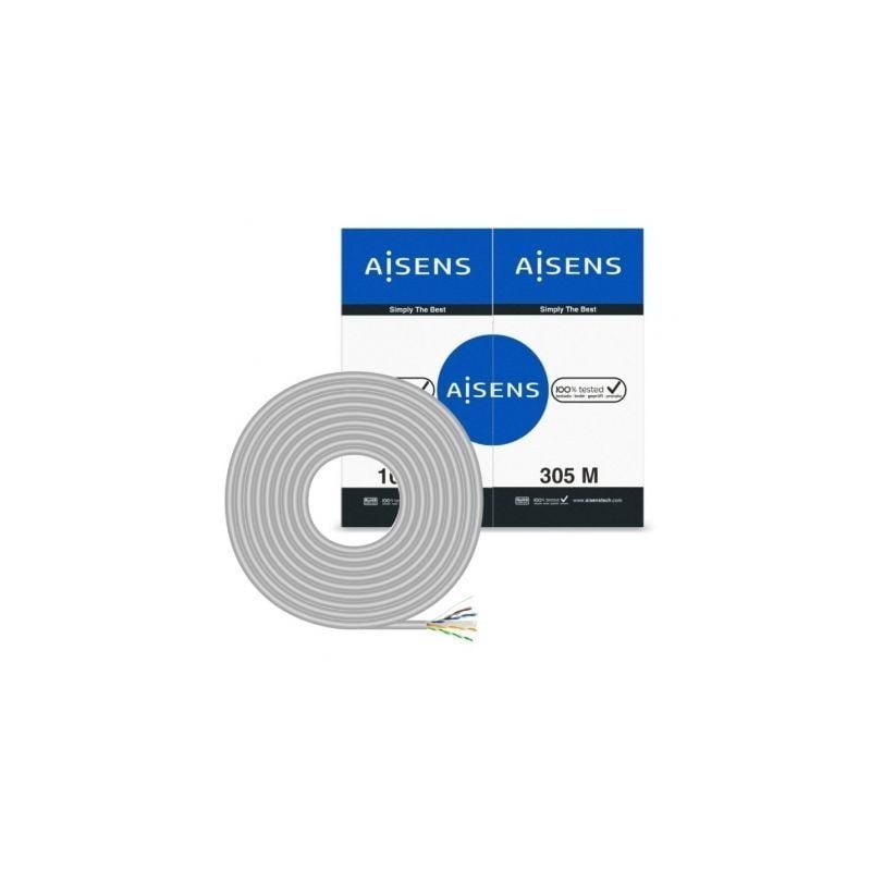 Bobina de Cable RJ45 UTP AWG23 CCA (AleaciÃ³n) Aisens A135-0661 Cat.6/ 305m/ Gris