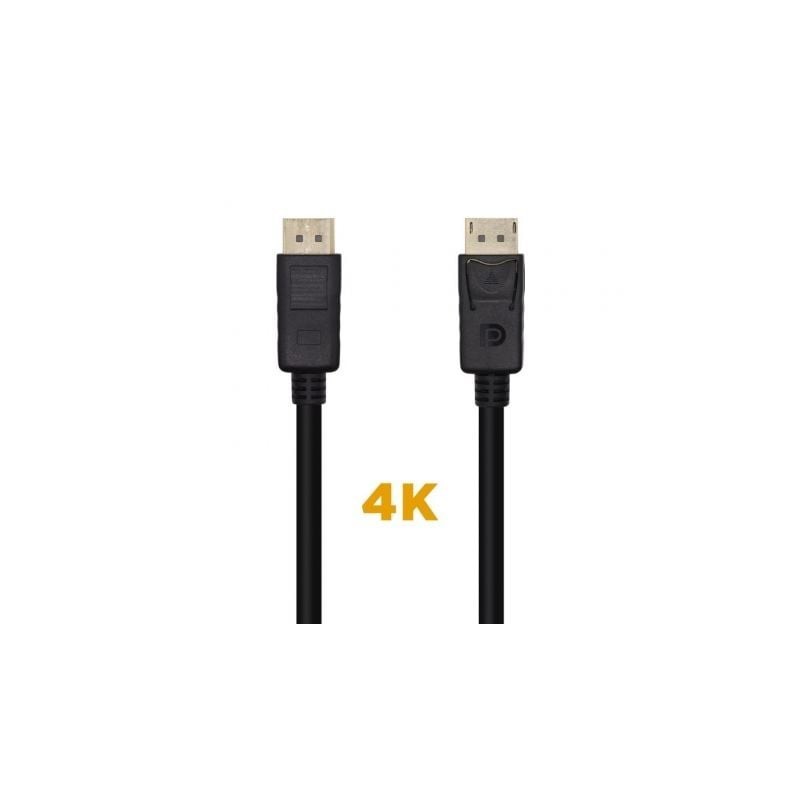 Cable DisplayPort 1.2 4K Aisens A124-0455/ DisplayPort Macho - DisplayPort Macho/ 1m/ Negro