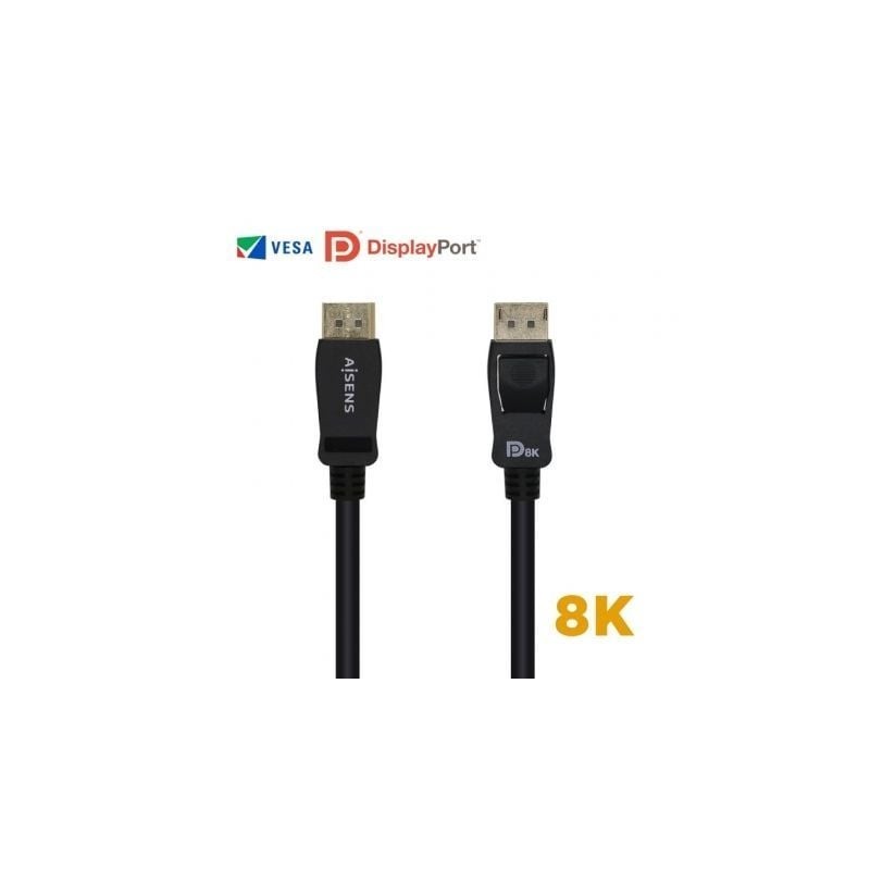 Cable DisplayPort 1.4 8K Aisens A149-0430/ DisplayPort Macho - DisplayPort Macho/ 50cm/ Certificado/ Negro